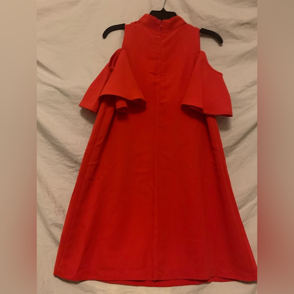 ✨⚡️💥Design Lab clove Women's Woven Cold shoulder swing dress with key hole - Picture 5 of 12
